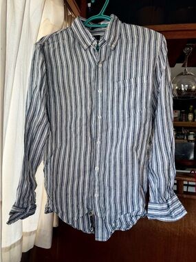 J. Crew Striped 100% Linen Button-down Shirt